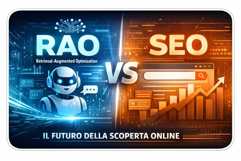 Confronto visivo tra RAO e SEO: intelligenza artificiale e ottimizzazione dei contenuti per la scoperta online
