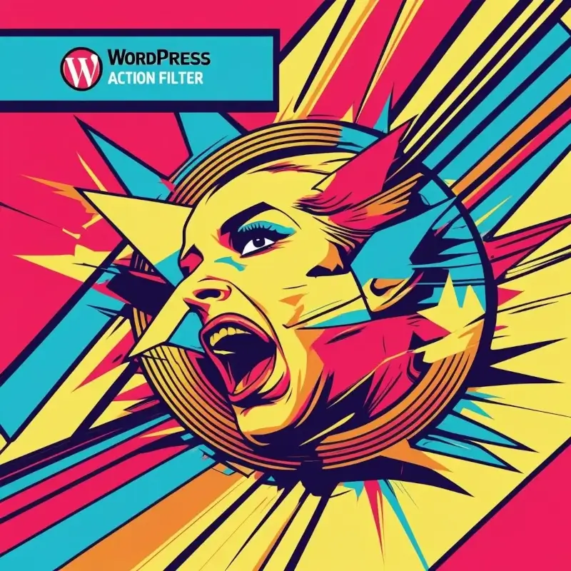 Schema che illustra come funzionano gli hook di WordPress, azioni e filtri